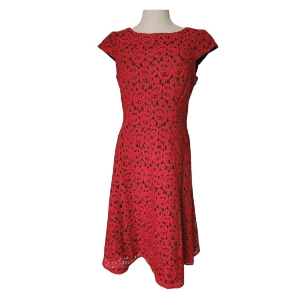 Anne Klein Red/Orange Lace Dress